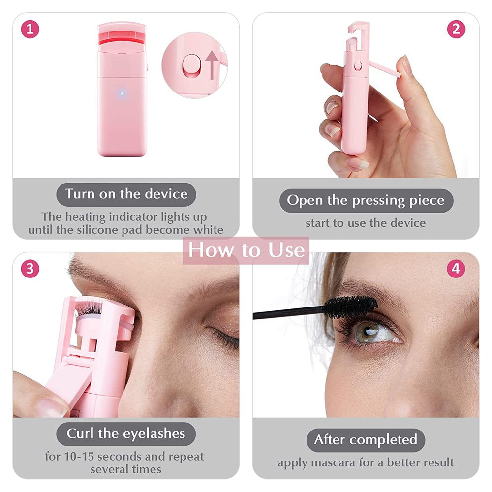 Electric Heated Eyelash Curlers with Flexible Silicone Pad, Long-Lasting Portable Mini Eyelasher Curler,Partial Eyelash Curler,Battery Included